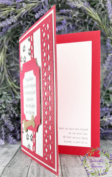 Handmade Death of Pet Dog Card red