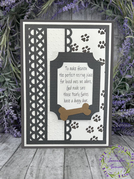 Handmade Death of Pet Dog Card dark gray