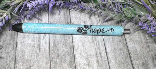 Handmade Hope glitter pen with free refill