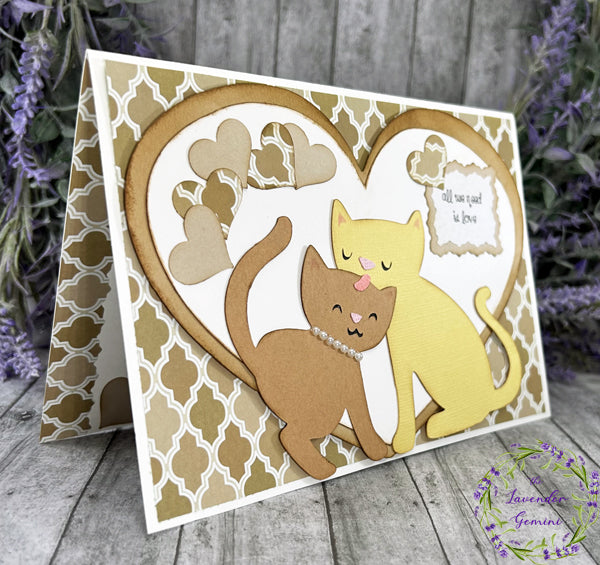 Handmade Cat Lover's Card tan