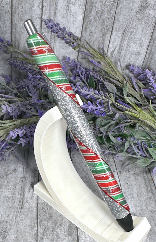 Handmade Christmas Snowflakes on silver glitter pen with free refill