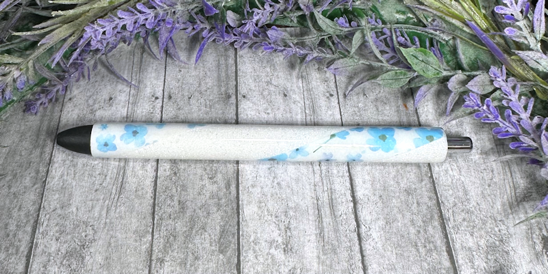 Handmade Light Blue Flowers glitter pen with free refill