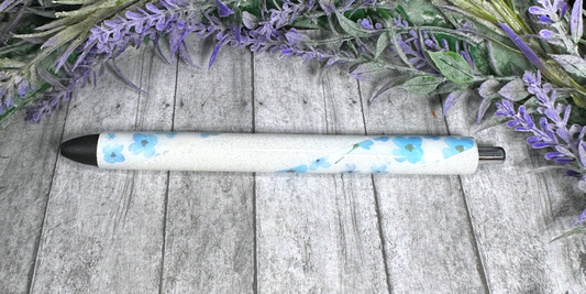 Handmade Light Blue Flowers glitter pen with free refill