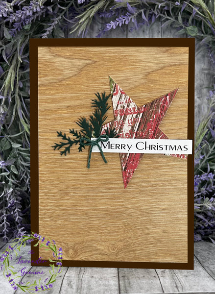 Handmade Rustic Woodgrain Christmas Card