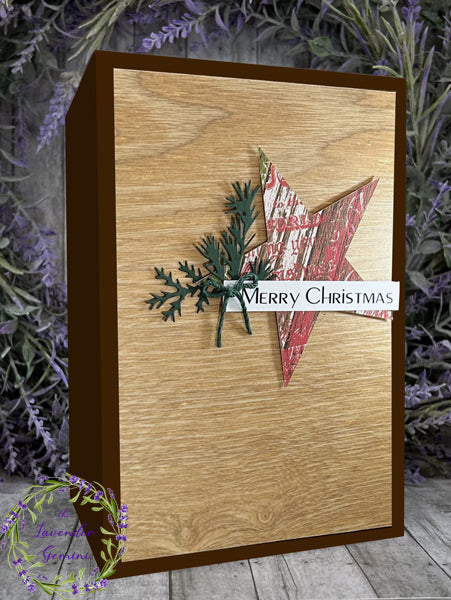 Handmade Rustic Woodgrain Christmas Card