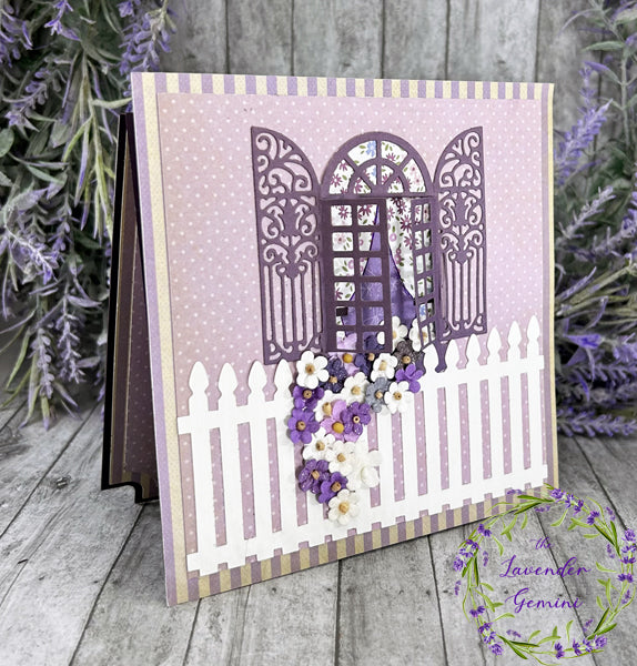 Handmade 3 Panel Easel Birthday card lavender