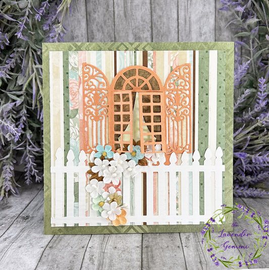 Handmade 3 Panel Easel Birthday card peach and green