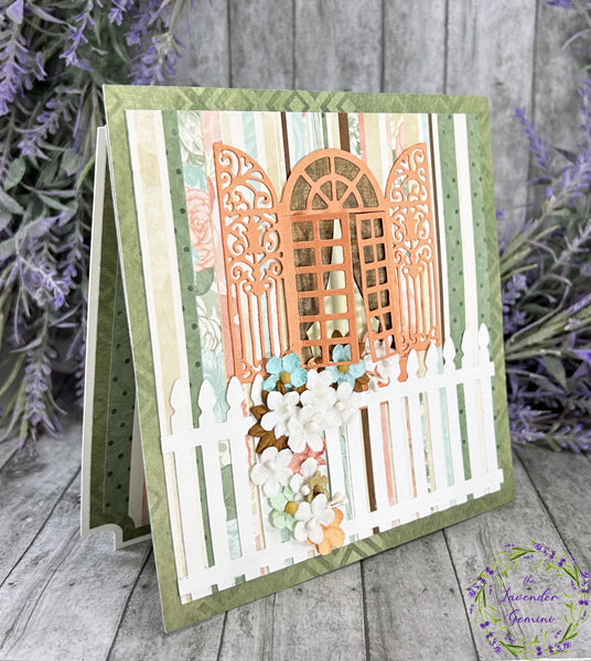 Handmade 3 Panel Easel Birthday card peach and green