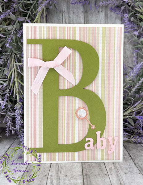 Handmade Pink and Green Baby Card