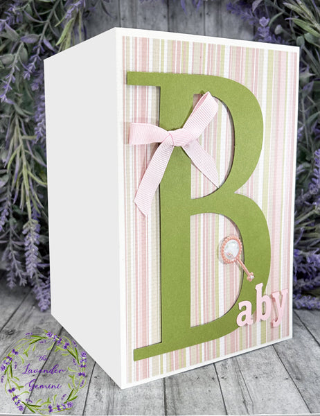 Handmade Pink and Green Baby Card