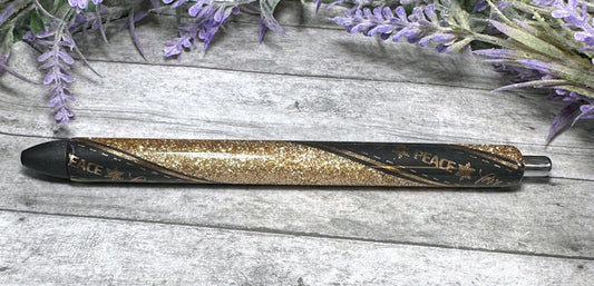 Handmade Black and Gold  Christmas glitter pen with free refill