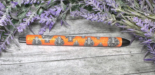 Handmade Wrapped Orange Harley Davidson glitter pen with free refill