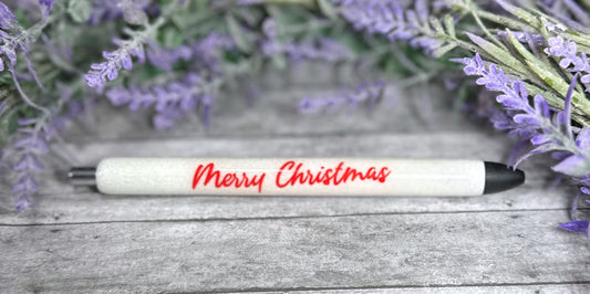 Handmade Merry Christmas Plaid glitter pen with free refill