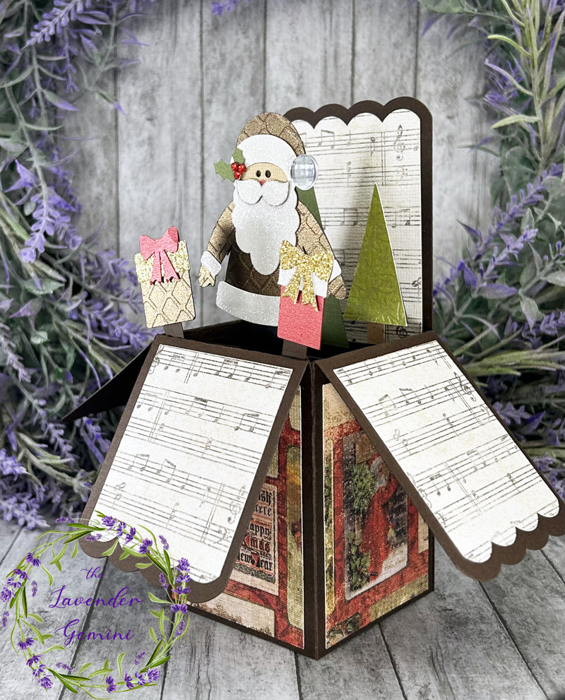 Handmade 3D Handmade Christmas Santa Holiday box card browns