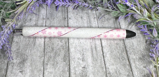 Handmade Pink Snowflakes Christmas glitter pen with free refill