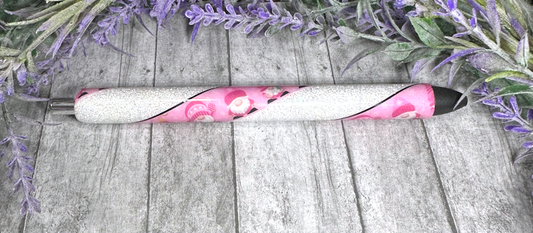 Handmade Christmas Pink Gnomes glitter pen with free refill