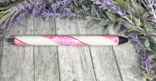 Handmade Christmas Pink Candy Canes glitter pen with free refill