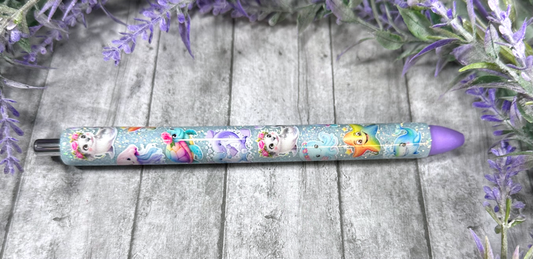 Handmade Baby Sea Life Beach glitter pen with free refill