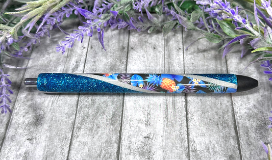 Handmade Tropical Pineapples glitter pen with free refill