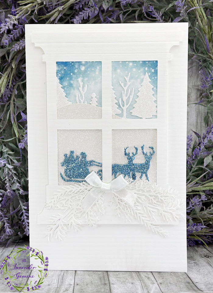 Handmade WInter Window Holiday Scene Card