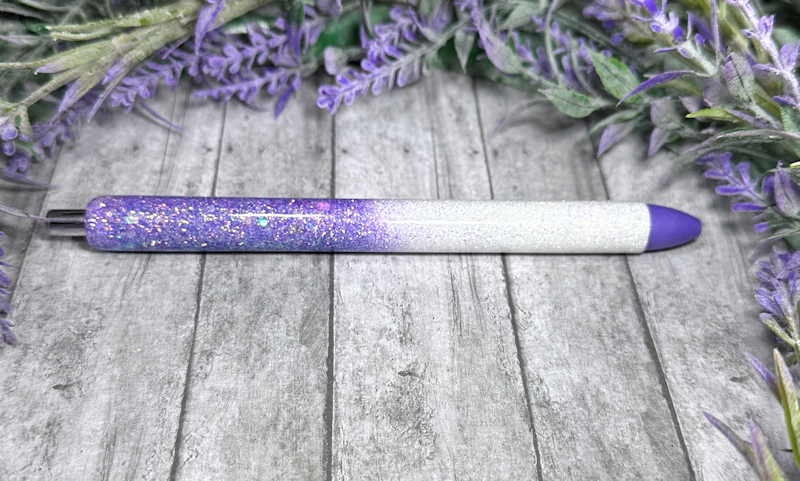 Handmade Purple and  White Ombre glitter pen with free refill 3