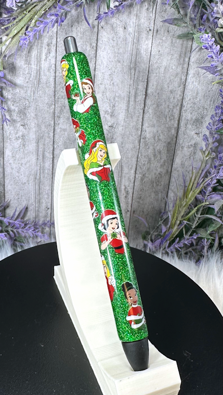 Handmade Disney Princesses Christmas glitter pen with free refill