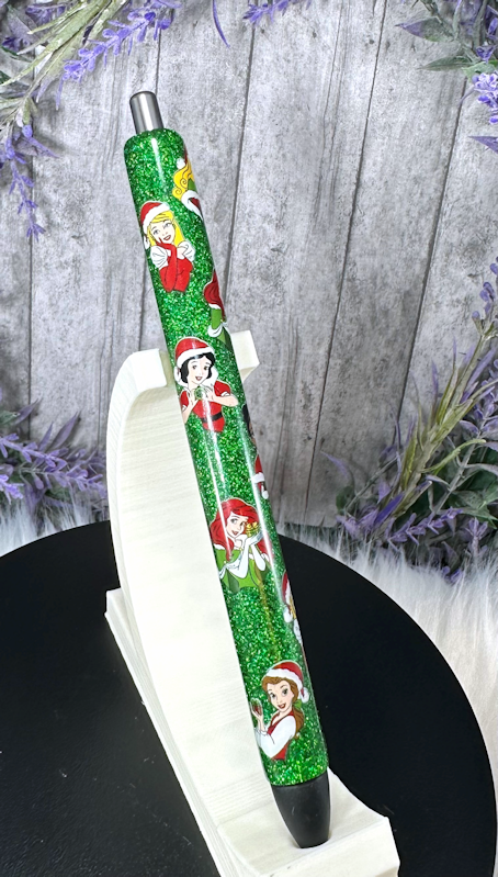 Handmade Disney Princesses Christmas glitter pen with free refill