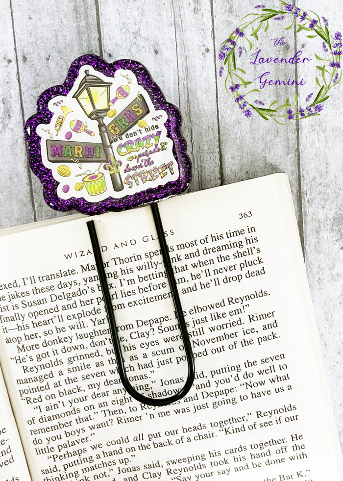 Book Lovers Mardi Gras Jumbo Paper Clip Bookmark