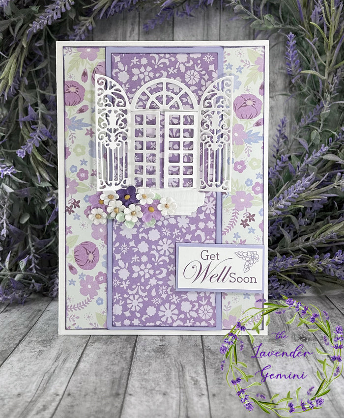 Handmade Get Well Soon Purple WIndow Card