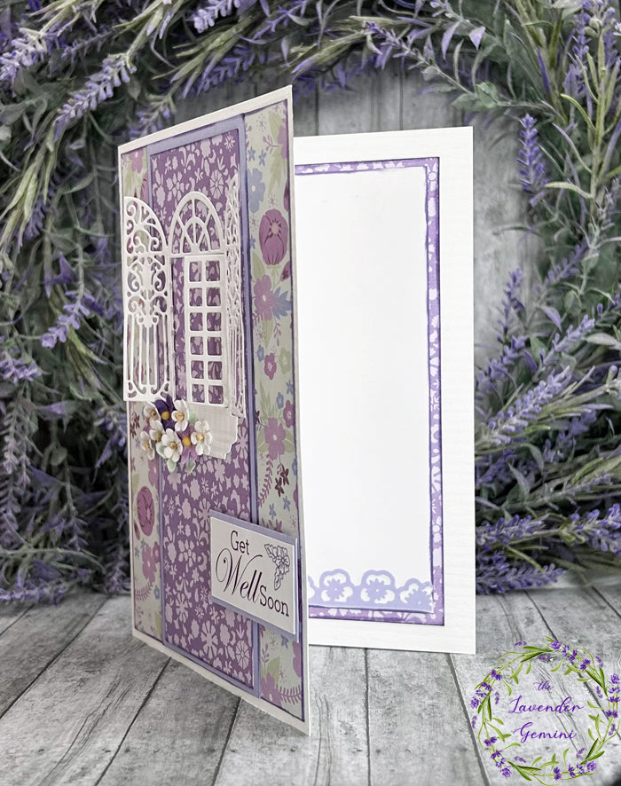 Handmade Get Well Soon Purple WIndow Card