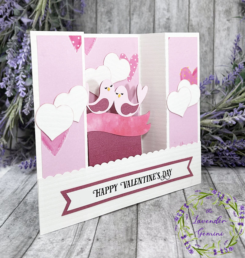 Handmade Valentines Day Lovebirds 3D Shadow Card 1