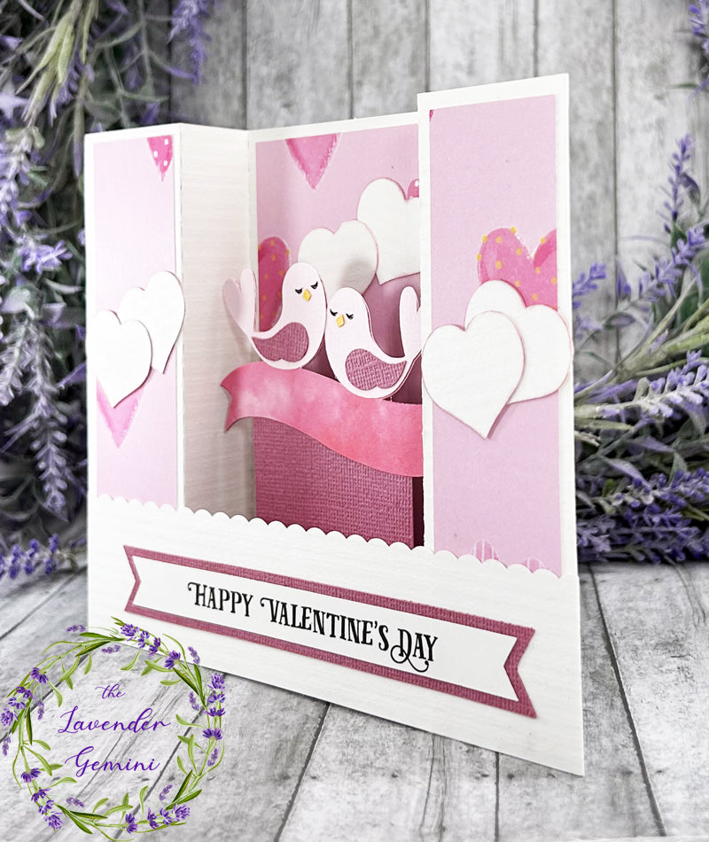 Handmade Valentines Day Lovebirds 3D Shadow Card 1