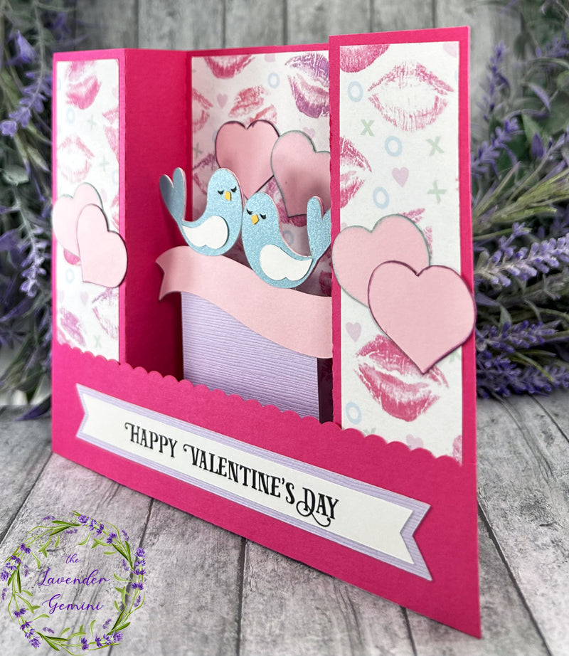 Handmade Valentines Day Lovebirds 3D Shadow Card 2