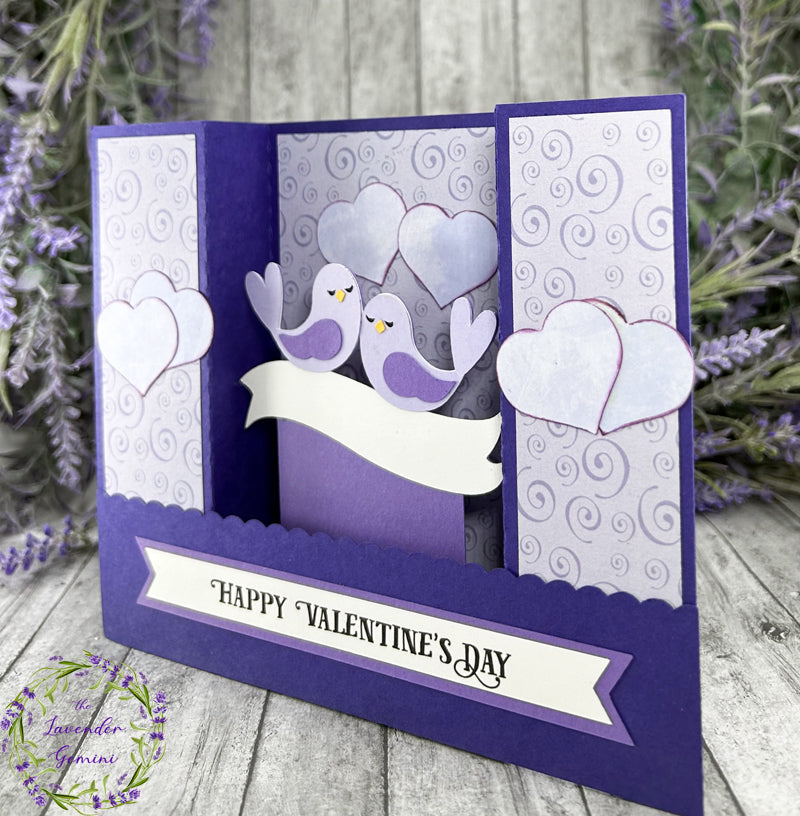 Handmade Valentines Day Lovebirds 3D Shadow Card 3