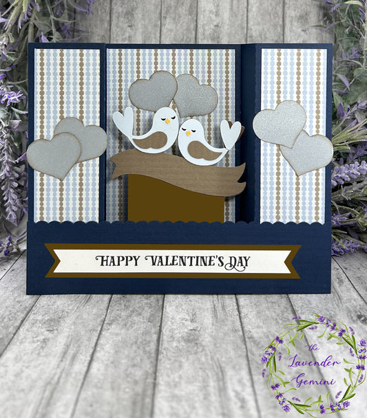 Handmade Valentines Day Lovebirds 3D Shadow Card 4