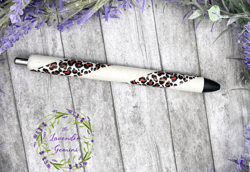 Handmade Red and Black animal print Washi Tape glitter pen with free refill