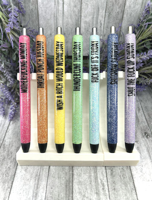 Custom Order Sarcastic Work Week Glitter Pen Set of 7