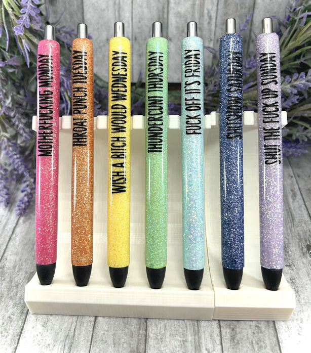 Custom Order Sarcastic Work Week Glitter Pen Set of 7