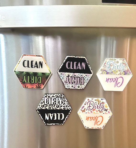 3 inch Clean and Dirty Boho Rainbows Dishwasher Magnet