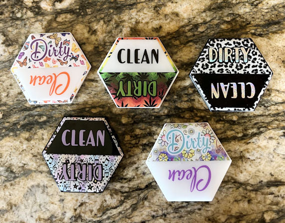 3 inch Clean and Dirty Boho Rainbows Dishwasher Magnet