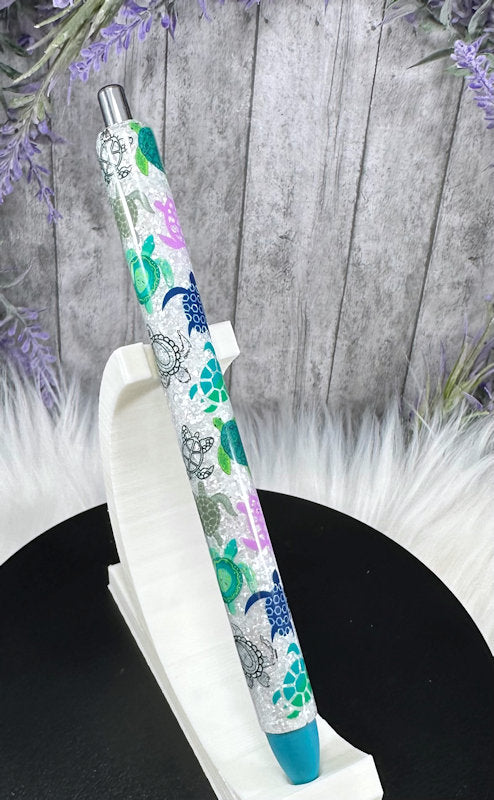 Handmade Sea Turtles glitter pen with free refill 2