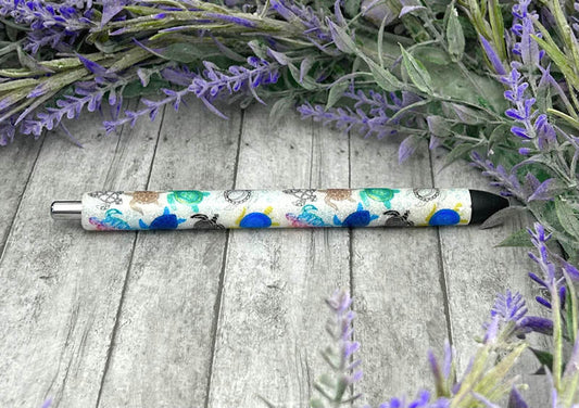 Handmade Sea Turtles glitter pen with free refill