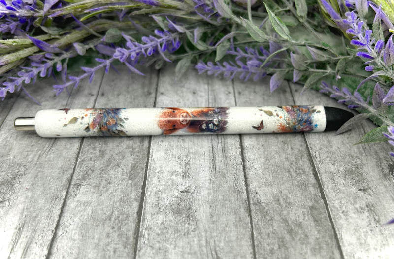 Handmade Baby Highland Cow with Flowers Western glitter pen with free refill