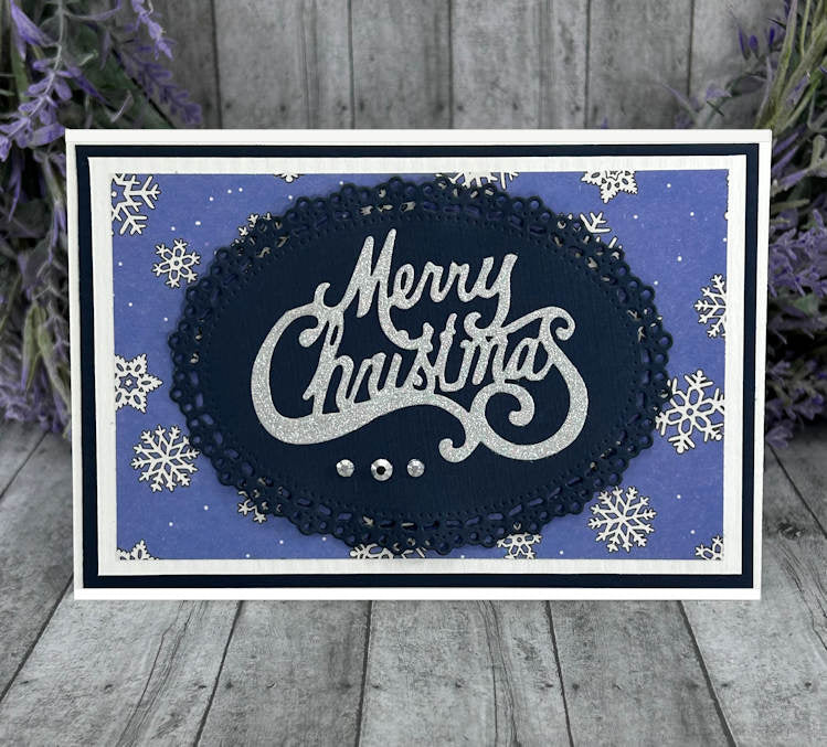 Handmade Blue and Silver Merry Christmas Card