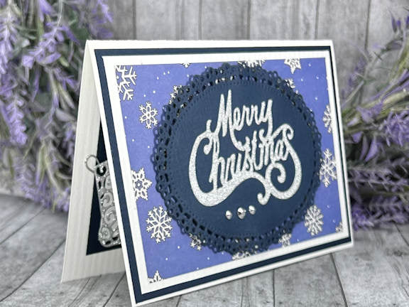 Handmade Blue and Silver Merry Christmas Card