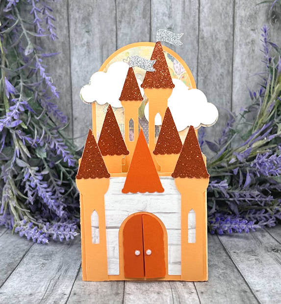 Handmade Orange Princess Castle 3D box card