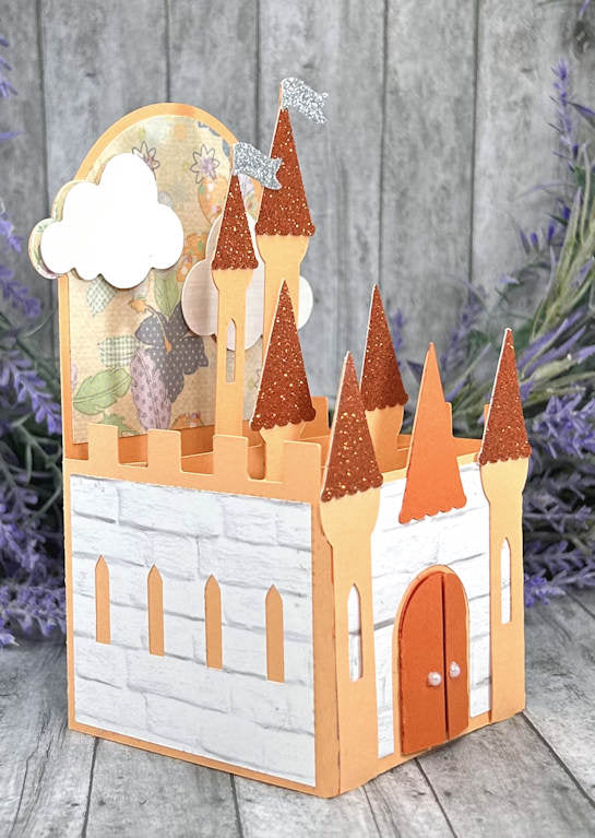 Handmade Orange Princess Castle 3D box card