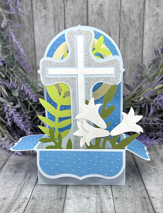 Handmade Cross and Lilies Easter 3D Box Card