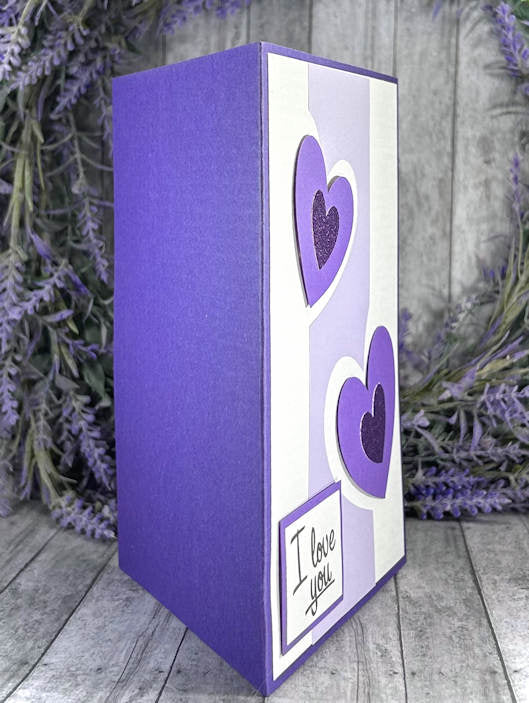 Handmade 3D Hearts Love Valentines Card Purples