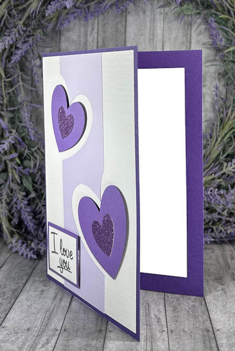 Handmade 3D Hearts Love Valentines Card Purples